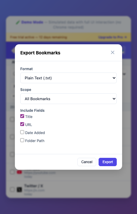Export Dialog